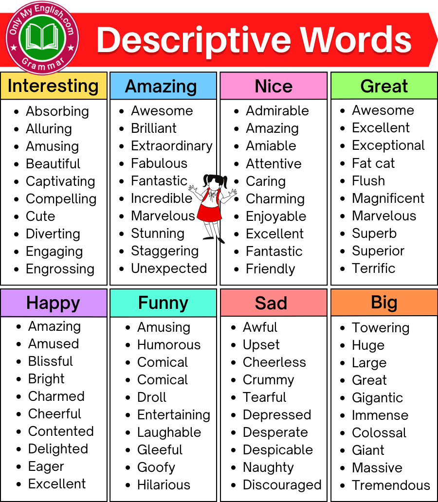 Descriptive Words: A Complete List Of Descriptive Words