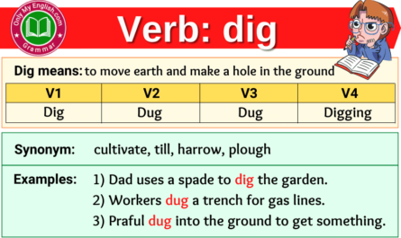 dig verb forms v1 v2 v3 past tense and past participle