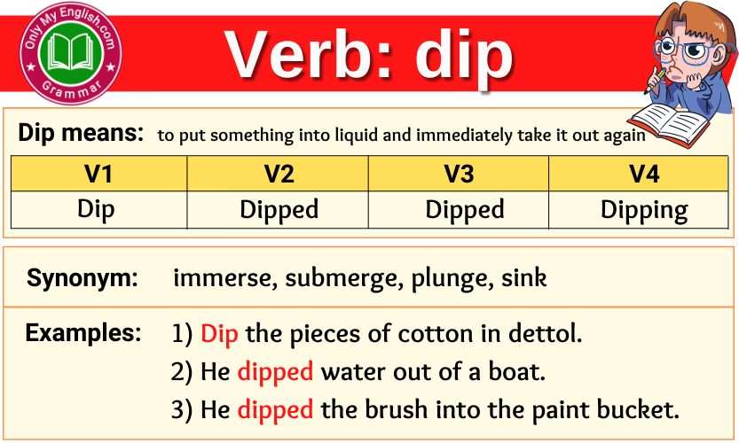 dip verb forms v1 v2 v3 past tense and past participle-min