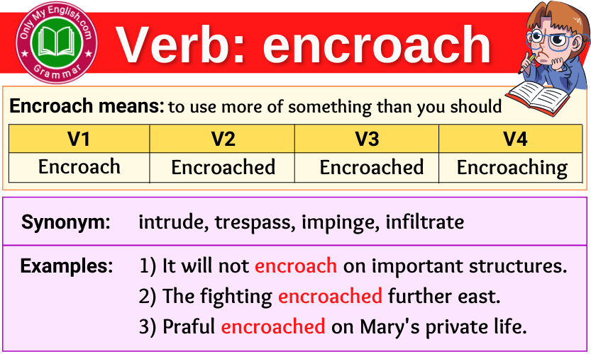 encroach verb forms v1 v2 v3 past tense and past participle-min