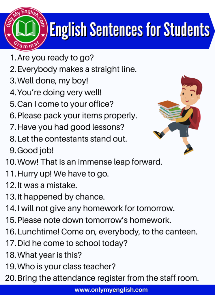 daily use sentences in classroom for students