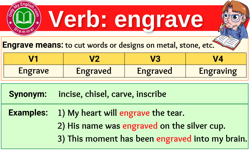 engrave verb forms v1 v2 v3 past tense and past participle-min