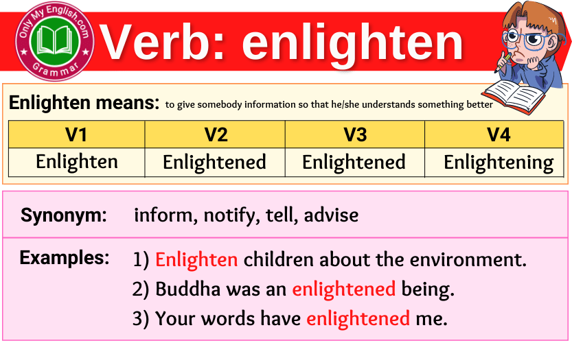 enlighten verb forms v1 v2 v3 past tense and past participle-min