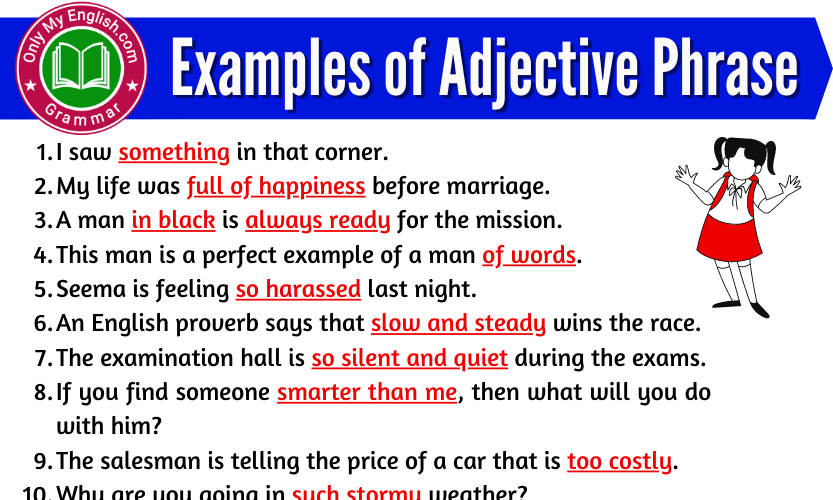 20 Examples Of Adjective Phrase Onlymyenglish