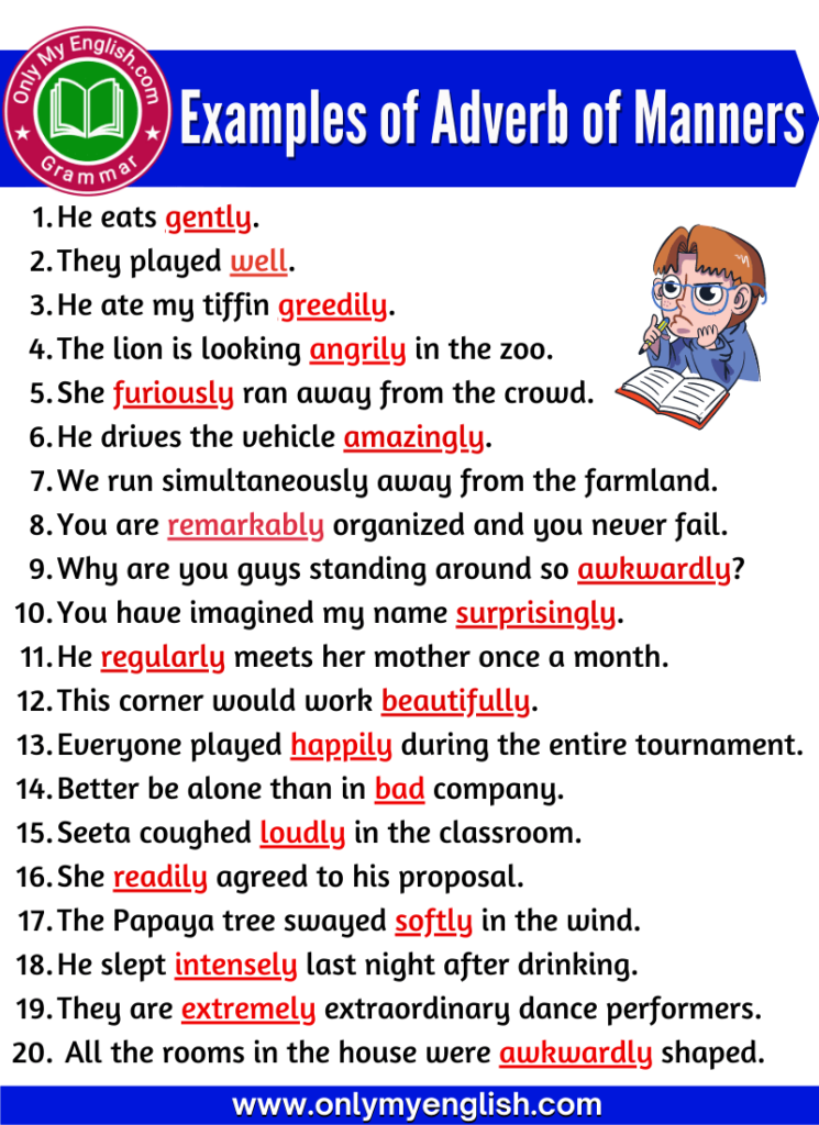 examples of adverb of manners