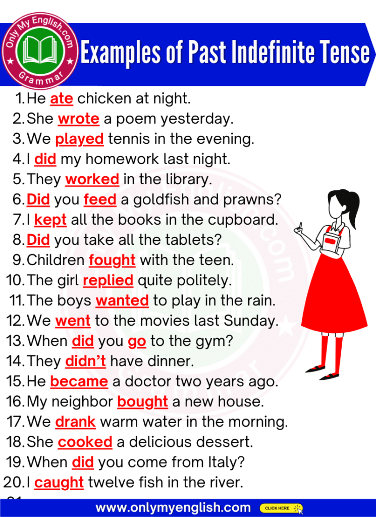 examples of past indefinite tense in sentences