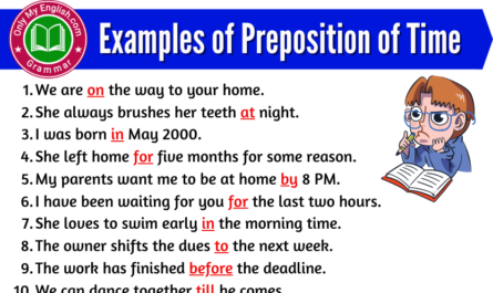 examples of preposition of time in sentences