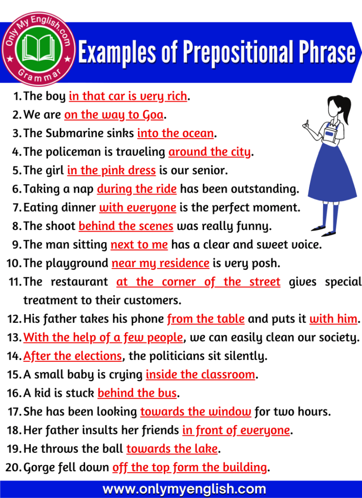examples of prepositional phrase