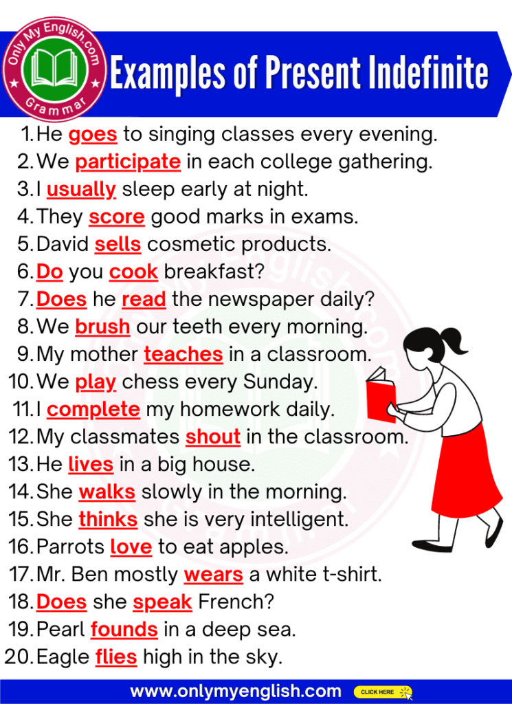 examples of present indefinite tense in sentences