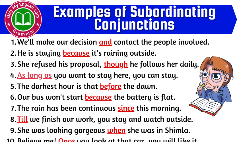 20 Examples Of Subordinating Conjunctions Onlymyenglish