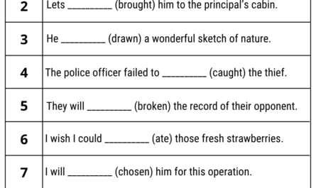 exercise of irregular verb