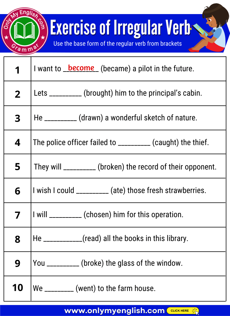Irregular Verbs Past Participle Exercise