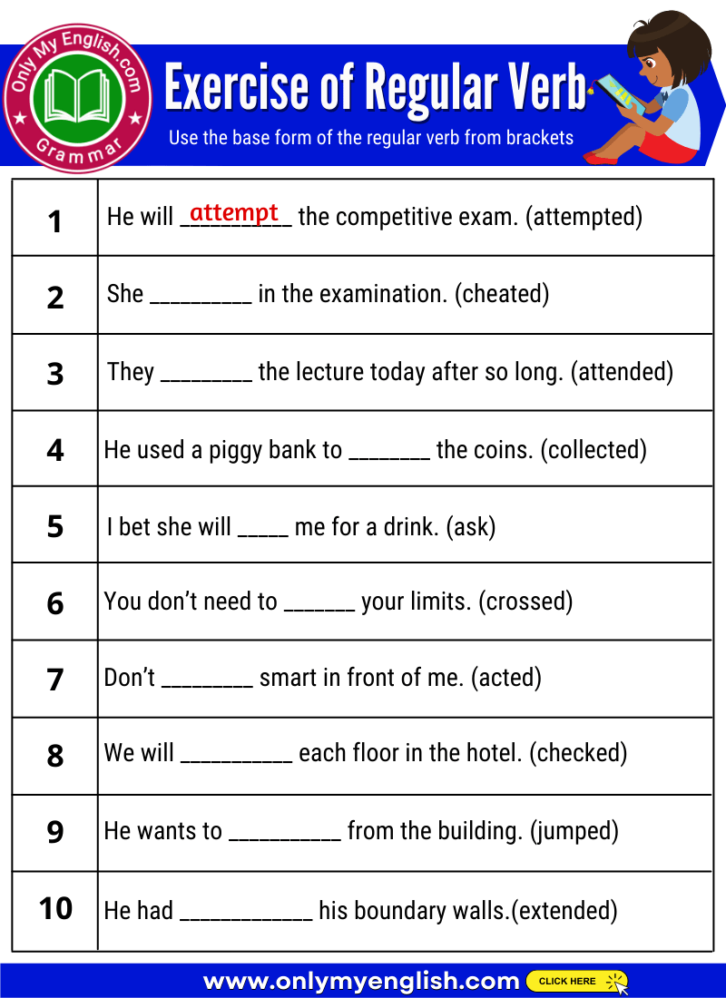Simple Past Tense Exercise With Answer Onlymyenglish