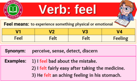 feel verb forms v1 v2 v3 past tense and past participle