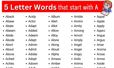 5 letter words starting with a