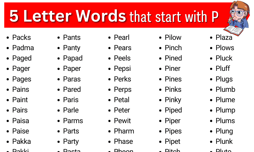 5 Letter Words That Start With P Five Letter Words Starting With P