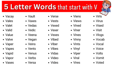 five letter words that start with v