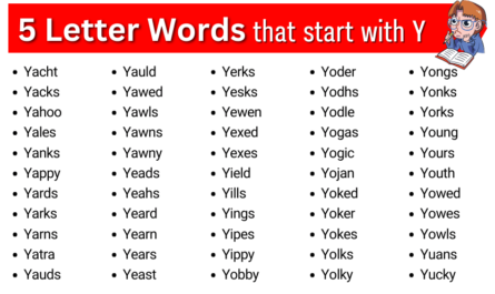 five letter words that start with y