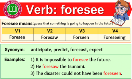 foresee verb forms v1 v2 v3 past tense and past participle-min