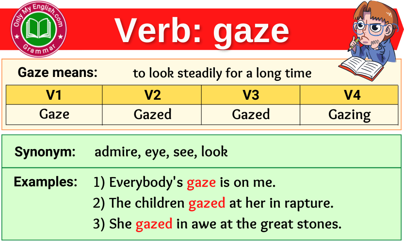 gaze verb forms v1 v2 v3 past tense and past participle-min
