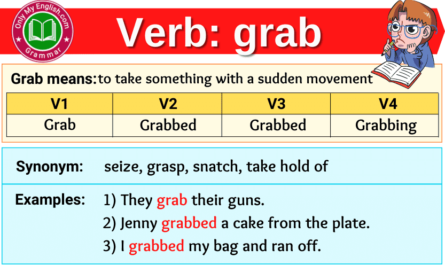 grab verb forms v1 v2 v3 past tense and past participle