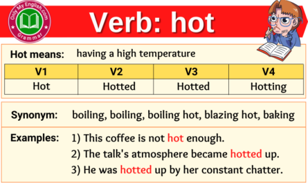hot verb forms v1 v2 v3 past tense and past participle