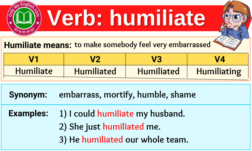 humiliate verb forms v1 v2 v3 past tense and past participle-min