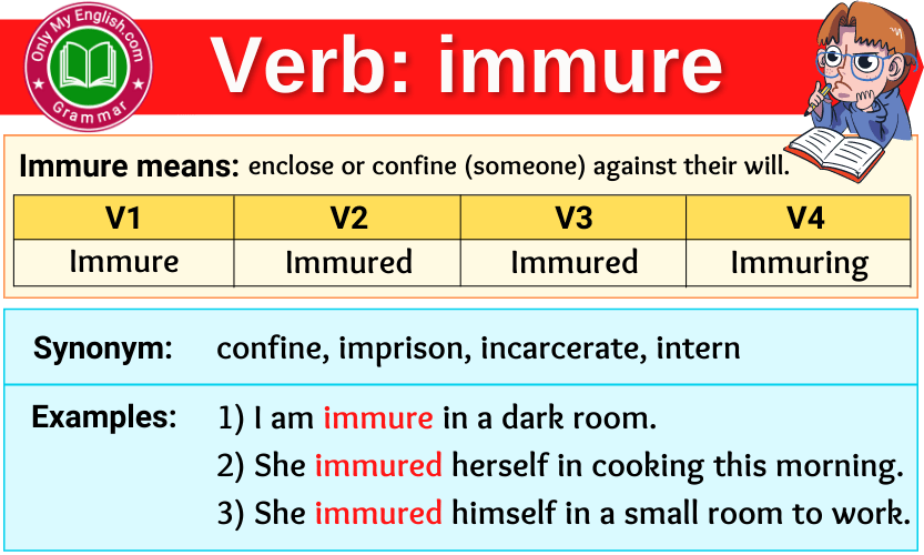 Immure Verb Forms - Past Tense, Past Participle & V1V2V3