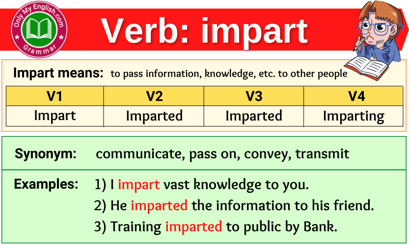 impart verb forms v1 v2 v3 past tense and past participle-min