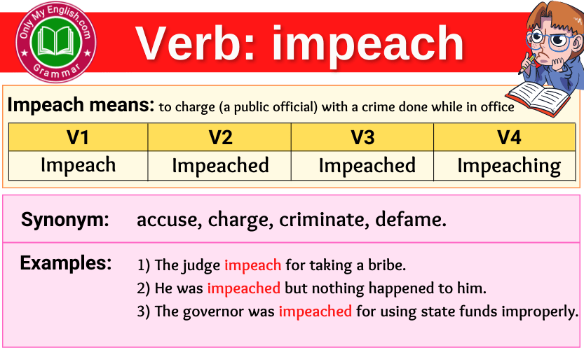 impeach verb forms v1 v2 v3 past tense and past participle-min