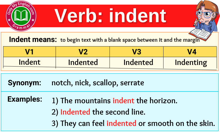 indent verb forms v1 v2 v3 past tense and past participle-min