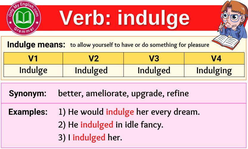 indulge verb forms v1 v2 v3 past tense and past participle-min
