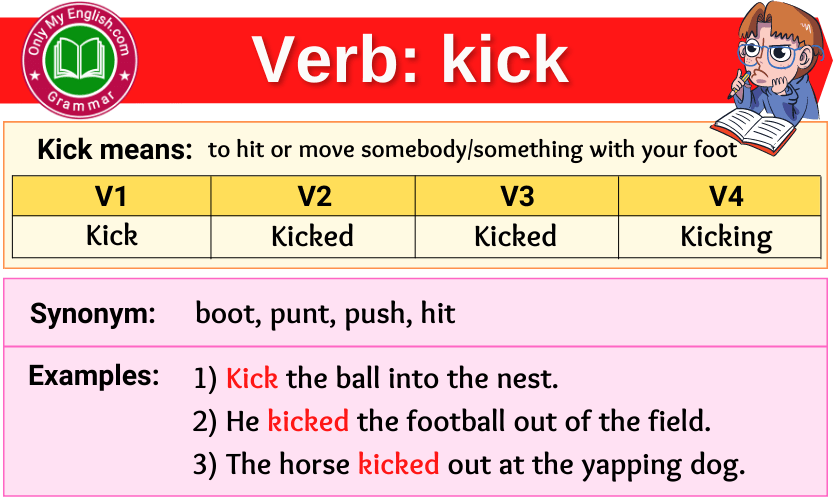 kick-verb-forms-past-tense-past-participle-v1v2v3-onlymyenglish