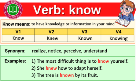 know verb forms v1 v2 v3 past tense and past participle