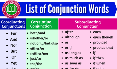 list of conjunctions words