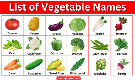 list of vegetable name