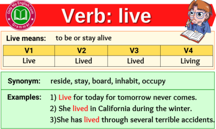 live verb forms v1 v2 v3 past tense and past participle