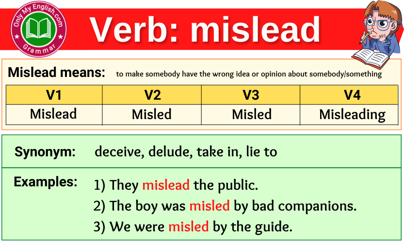 mislead verb forms v1 v2 v3 past tense and past participle-min