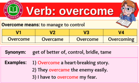 overcome verb forms v1 v2 v3 past tense and past participle