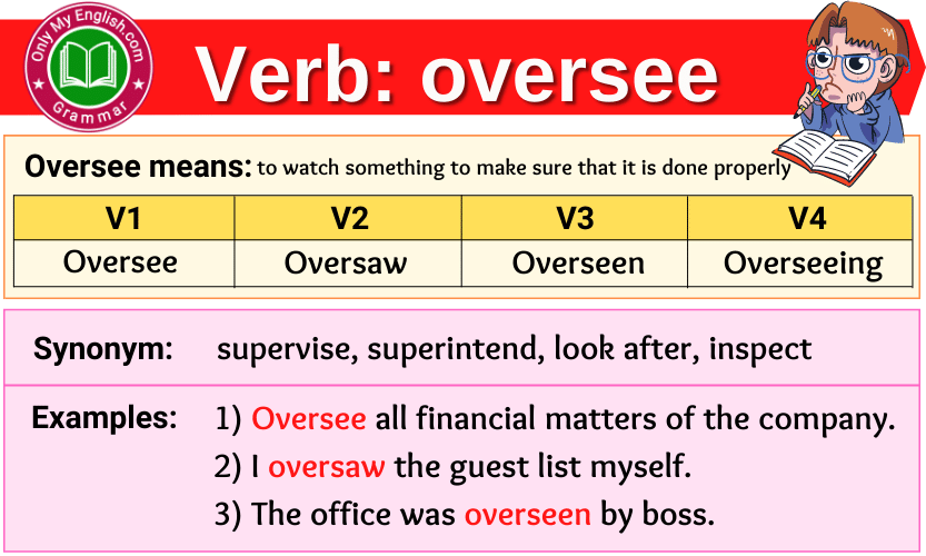 Oversee Verb Forms Past Tense, Past Participle & V1V2V3