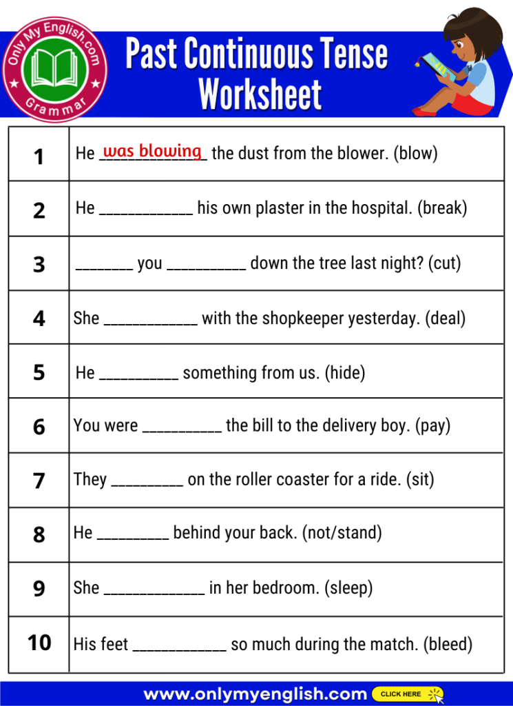 past continuous tense worksheet