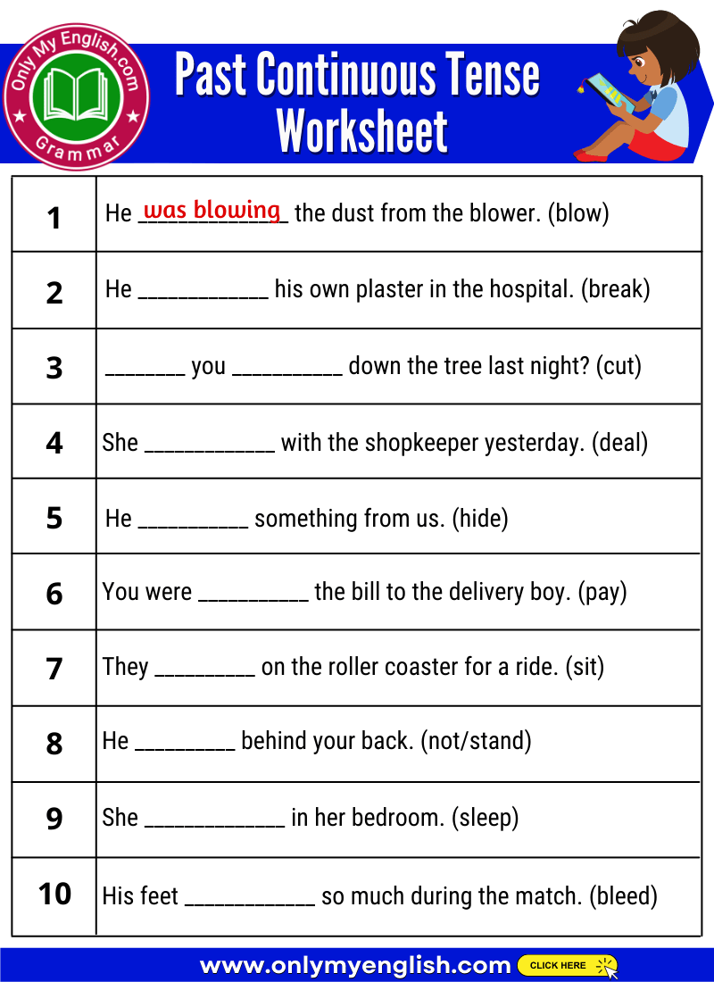 Class 6 Past Continuous Tense Worksheet