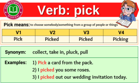 pick verb forms v1 v2 v3 past tense and past participle