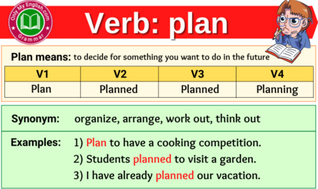 plan verb forms v1 v2 v3 past tense and past participle