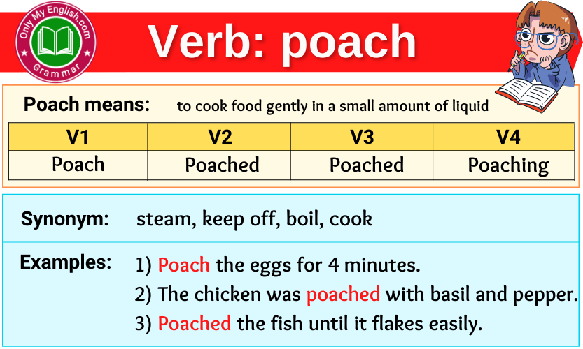 Poach Verb Forms - Past Tense, Past Participle & V1V2V3