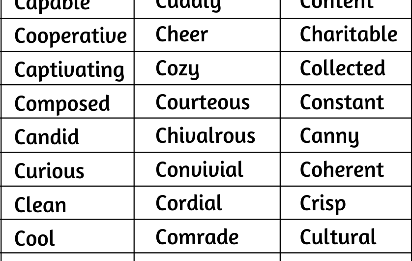 Positive Words that Start with C in English