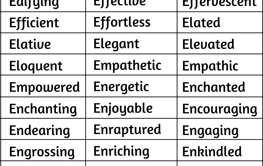 Positive Words that Start with E in English