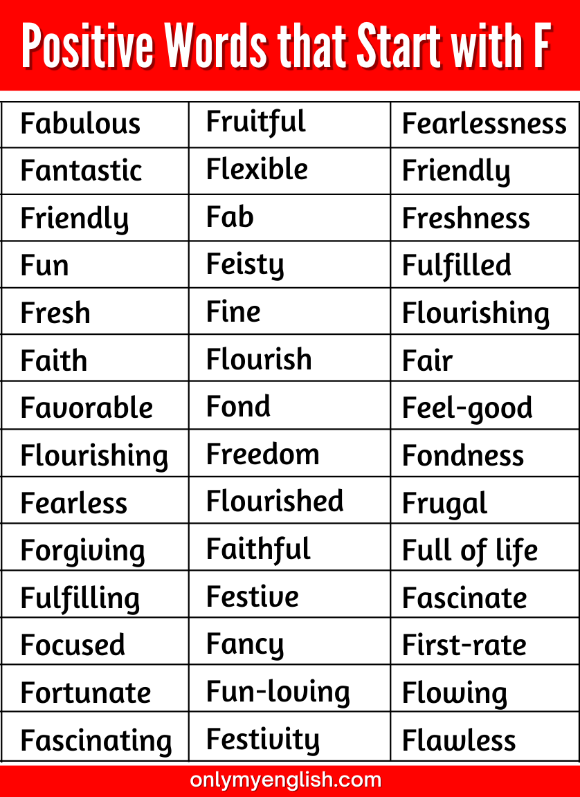 Positive Words that Start with F in English » Onlymyenglish.com