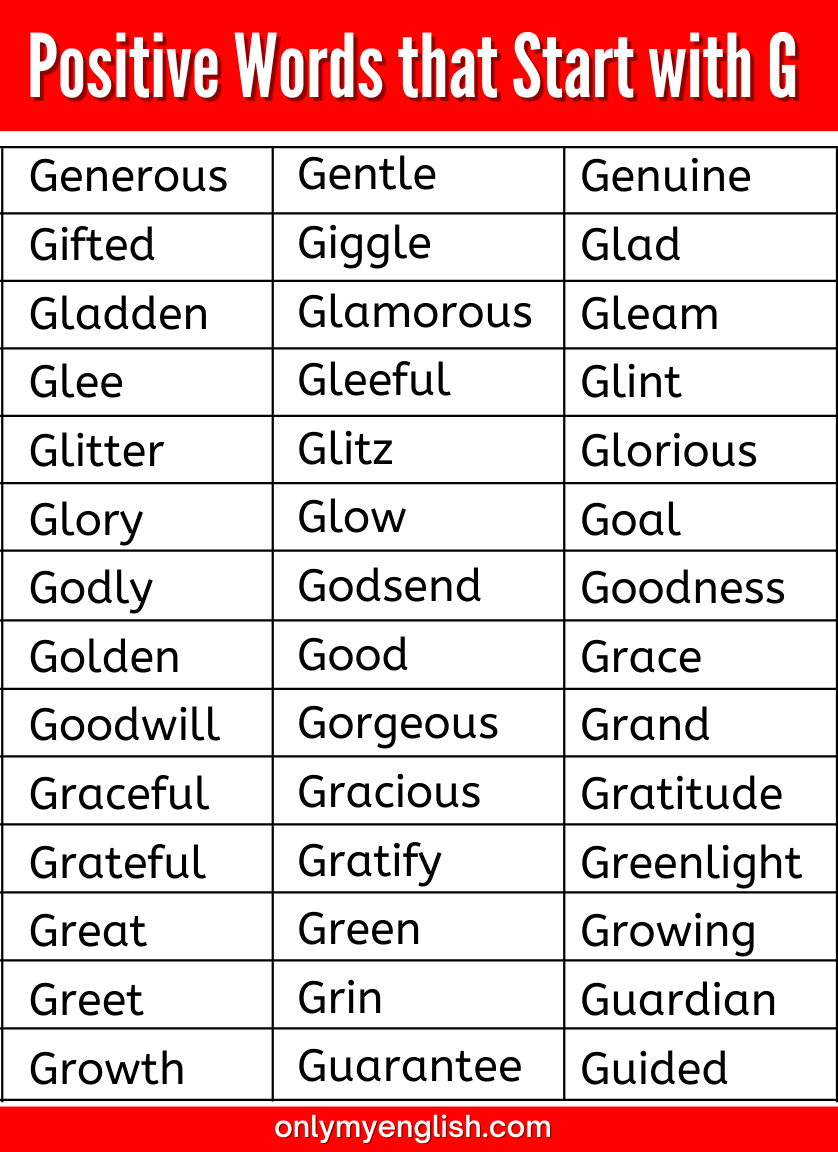 positive words that start with g
