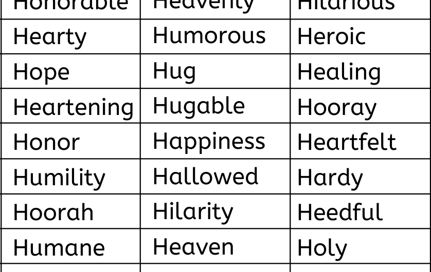 Positive Words that Start with H in English